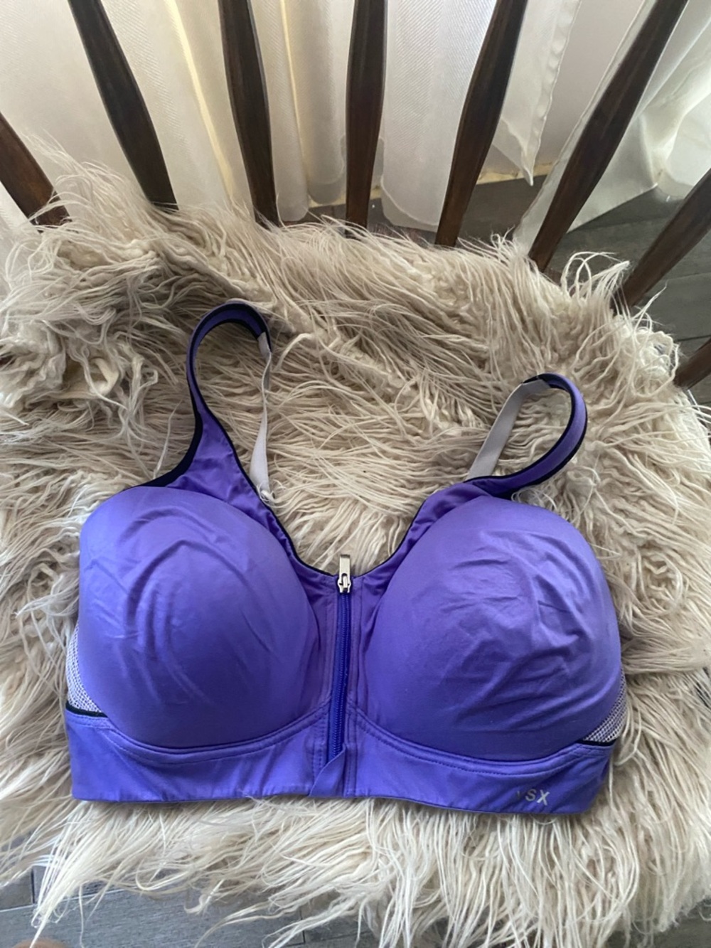 Victoria's Secret Purple Front-Zip High-Impact Sports Bra, Size 36D